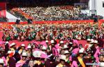 Oct.12,2020 -- Dancers perform during a gala in celebration of the 70th anniversary of the liberation of Qamdo, in Qamdo City, southwest China`s Tibet Autonomous Region, Oct. 9, 2020. (Xinhua/Jigme Dorje)