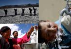 Dec.2,2020 -- In this combo photo, the upper left part shows residents breaking surface ice for water in a lake in Nagarze County, Shannan Prefecture of southwest China`s Tibet Autonomous Region; the lower left part shows famers in Gonggar County of Shannan Prefecture using clean tap water; the right part shows a boy drinking clean water in Sa`gya County, Xigaze Prefecture of the Tibet Autonomous Region. From 2016 to 2020, Tibet Autonomous Region invested 4.3 billion yuan (about 657 million U.S. dollars) in drinking water projects, improving 17,581 rural water projects. Now, clean drinking water has become a reality for around two million residents. (Xinhua)