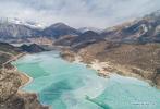 Feb.23,2021 -- Aerial photo taken on Feb. 16, 2021 shows ice-covered Ra`og Lake in Qamdo, southwest China`s Tibet Autonomous Region. (Xinhua/Sun Fei)