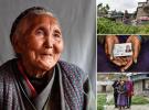 June 25,2021 -- Combo photo taken on June 3, 2021 at Qoide`og Village in Nedong County of Shannan City, southwest China`s Tibet Autonomous Region shows former Tibetan serf Tsering Yangzom posing for a portrait (L); airing forage grass (R, top); demonstrating her ID card (R, middle); and posing for a photo with her son and daughter (R, bottom). (Xinhua/Jigme Dorje)