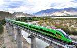 June 28,2021 -- A Fuxing bullet train runs on the Lhasa-Nyingchi railway during a trial operation in Southwest China`s Tibet autonomous region, June 8, 2021. [Photo/Xinhua]