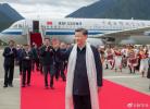 July 23,2021 -- Xi Jinping, general secretary of the Communist Party of China Central Committee, arrives at the Nyingchi Mainling Airport on July 21, 2021. [Photo/Xinhua]