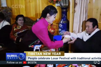 The Tibetan people celebrate the Losar Festival