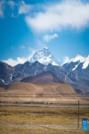 Photo taken on March 15, 2022 shows a view of Mount Qomolangma seen from Xigaze City of southwest China`s Tibet Autonomous Region. (Xinhua/Zhou Dixiao)