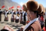 Villagers dance at a ceremony marking the start of spring farming in Carbanang village, Quxu county of Lhasa, Southwest China`s Tibet autonomous region, March 16, 2022. 