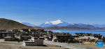 Photo taken with a mobile phone shows the scenery of the Yamzbog Yumco Lake in Shannan, southwest China`s Tibet Autonomous Region, March 19, 2022. (Xinhua/Shen Hongbing)