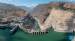 Aerial panoramic photo taken on April 21, 2022 shows the view of the Baihetan hydropower station under construction in southwest China.The Baihetan hydropower station, a major project in China`s west-east power transmission program, is located on the Jinsha River, the upper section of the Yangtze River in southwest China.
