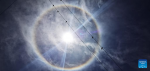 Cellphone photo taken on May 1, 2022 shows a solar halo over Tuiwa Village in Nagarze County in Shannan, southwest China`s Tibet Autonomous Region.