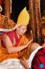 Panchen Erdeni Chos-kyi rGyal-po gives head-touching blessings to a monk in the Jokhang Temple in Lhasa, capital city of southwest China`s Tibet Autonomous Region, on May 18, 2022. Panchen Erdeni Chos-kyi rGyal-po, a member of the Standing Committee of the National Committee of the Chinese People`s Political Consultative Conference, vice president of the Buddhist Association of China, and president of the association`s Tibet branch, on Wednesday attended religious activities in the Jokhang Temple in Lhasa. (Xinhua/Chogo)