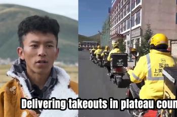 Delivering takeouts in plateau county, SW China