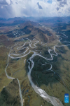This aerial photo taken on Oct. 17, 2022 shows a wetland in Aba County of Aba Tibetan and Qiang Autonomous Prefecture, southwest China`s Sichuan Province.