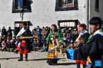 Actors play musical instruments during a village gala performance to celebrate Sonam Losar and the Spring Festival in Pucun village, Mangpu township of Xigaze, Southwest China`s Tibet autonomous region, Jan 21, 2023. [Photo/Xinhua]