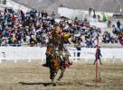 A rider performs during an equestrian show in Lhasa, southwest China`s Tibet Autonomous Region, Feb. 23, 2023. (Xinhua/Zhang Rufeng)
