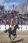 Riders perform during an equestrian show in Lhasa, southwest China`s Tibet Autonomous Region, Feb. 23, 2023. (Xinhua/Sun Fei)