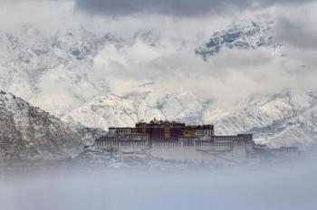 Scenery of Potala Palace after snow in Lhasa, SW China