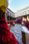 A dharma debating exam for the 2023 Geshe Lharampa degree in Tibetan Buddhism unfolded at the Jokhang Temple in Lhasa, Tibet autonomous region, on April 23, 2023. [Photo by Phenthok/For chinadaily.com.cn]