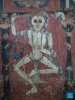 This photo taken on May 26, 2023 shows a skeleton in a mural in a grotto in Zanda County of Ngari Prefecture, southwest China`s Tibet Autonomous Region. 