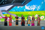 Singers perform at the opening ceremony of the 5th China Xizang Tourism and Culture Expo in Lhasa, capital of southwest China`s Tibet Autonomous Region, June 16, 2023. Nearly 1,000 businesses from home and abroad have brought about 10,000 kinds of products to the culture and tourism expo that opened Friday in Lhasa. (Xinhua/Sun Fei)