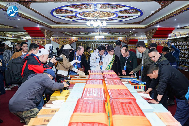 Visitors from home and abroad view library resources at Tibet University in May. [Photo provided to China Daily]