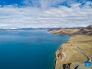 This aerial photo taken on July 4, 2023 shows a view of the Puma Yumco Lake in Nagarze County of Shannan, southwest China`s Tibet Autonomous Region. (Xinhua/Sun Fei)