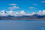 This photo taken on July 4, 2023 shows a view of the Puma Yumco Lake in Nagarze County of Shannan, southwest China`s Tibet Autonomous Region. (Xinhua/Sun Fei)