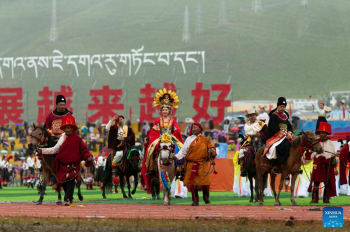 Horse racing festival held in Yushu Tibetan Autonomous Prefecture, NW China