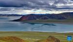 This photo taken on Aug. 19, 2023 shows a view of Zhari Namco Lake in Ali, southwest China`s Tibet Autonomous Region. (Xinhua/Zhang Rufeng)