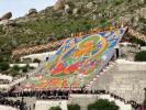 People visit a giant thangka marking the start of the annual Shoton Festival on Wednesday in Lhasa. [Photo by Daqiong/chinadaily.com.cn]