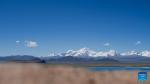 This photo taken on Sept. 2, 2023 shows the scenery of Mount Shishapangma seen from Baiku Lake in Xigaze, southwest China`s Tibet Autonomous Region. (Xinhua/Chen Zepeng)
