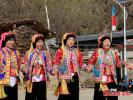 Women dressed in traditional costumes perform folk dance to celebrate the Tibetan New Year in Gannan Tibetan Autonomous Prefecture, northwest China`s Gansu Province. (Photo/China News Service)
