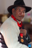 The 80-year-old Drakpa Wangden shows his commemorative medal awarded to the Communist Party of China (CPC) members after five decades of Party membership in Lhasa, southwest China`s Xizang Autonomous Region, March 11, 2024.