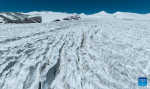 An aerial drone photo taken on May 11, 2024 shows a view of the Zangser Kangri Glacier at the Changtang National Nature Reserve, southwest China`s Xizang Autonomous Region. (Xinhua/Jiang Fan)