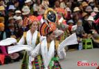 Artists stage a Tibetan opera performance near the Potala Palace in Lhasa, southwest China`s Xizang Autonomous Region, on June 12, 2024. (Photo: China News Service/ Li Lin)