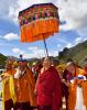 Panchen Erdeni Chos-kyi rGyal-po walks on the way to a monastery in Baqen County of Nagqu City, southwest China`s Xizang Autonomous Region, Aug. 6, 2024. (Photo by Chogo/Xinhua)